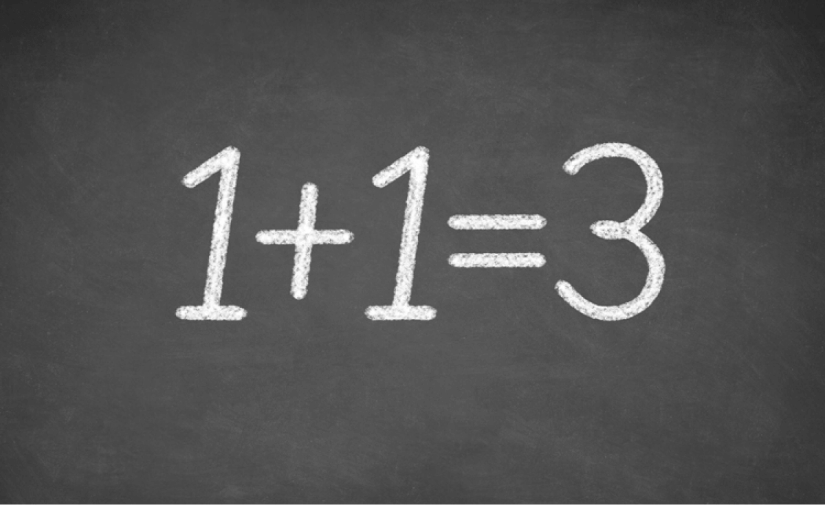 chalkboard with 1+1=3